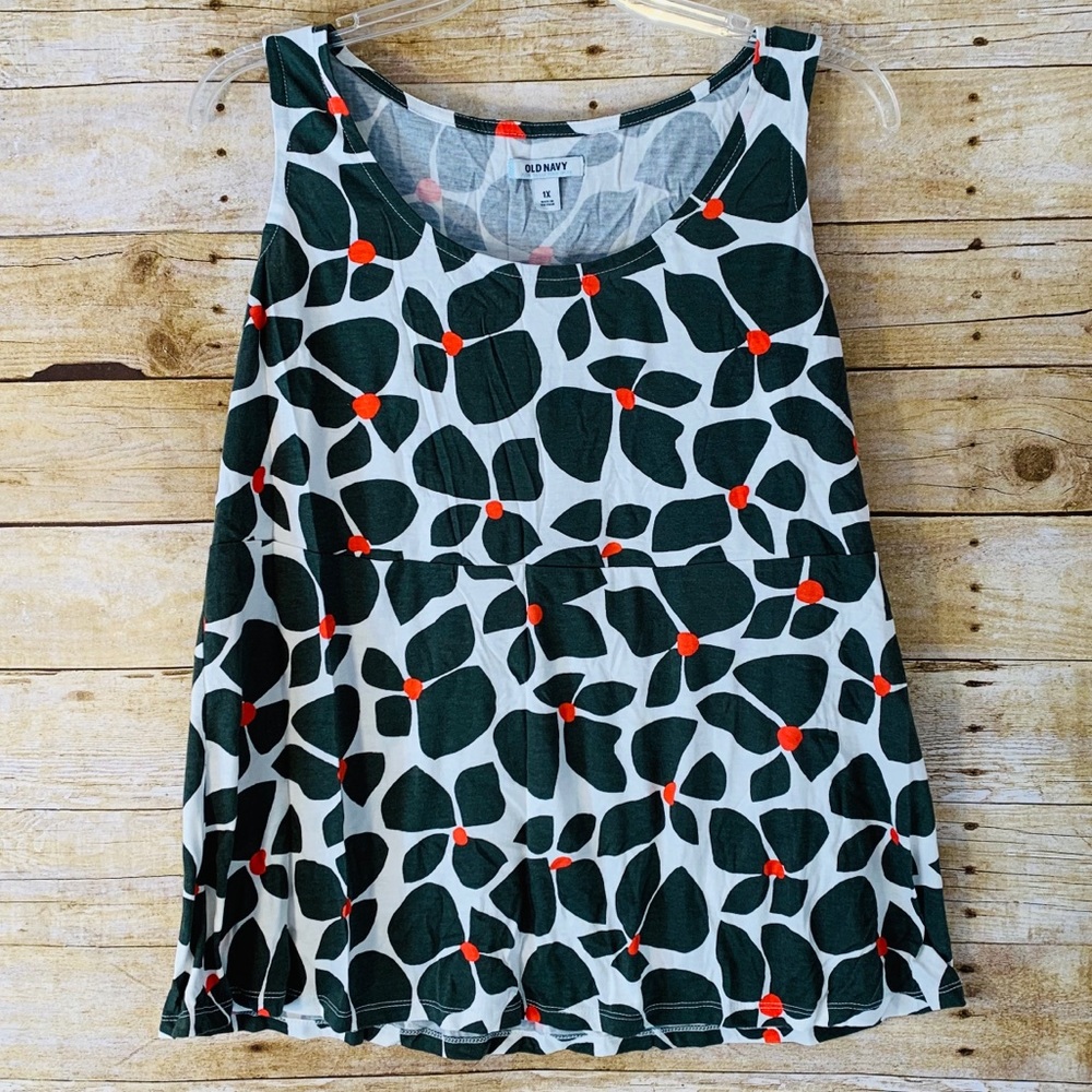 Old Navy Unique Dark Gray Orange White Print Tank